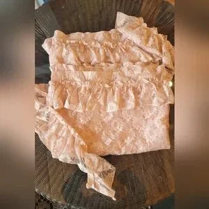 Vintage Vibes XLarge LACE Curtains (Pair) Blush Pink. 74 X 60 ea