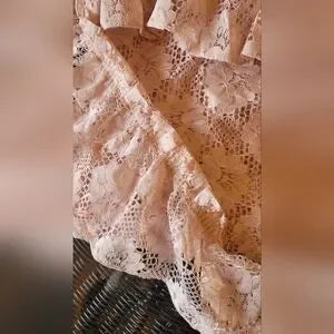 Vintage Vibes XLarge LACE Curtains (Pair) Blush Pink. 74 X 60 ea