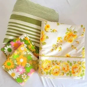 VINTAGE & Y2K King Sz, 4pc Bedding Curation