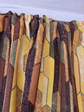 Vintage 70's Geometric Drapery Pair or Fabric opportunity Extra Wide