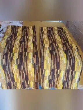 Vintage 70's Geometric Drapery Pair or Fabric opportunity Extra Wide